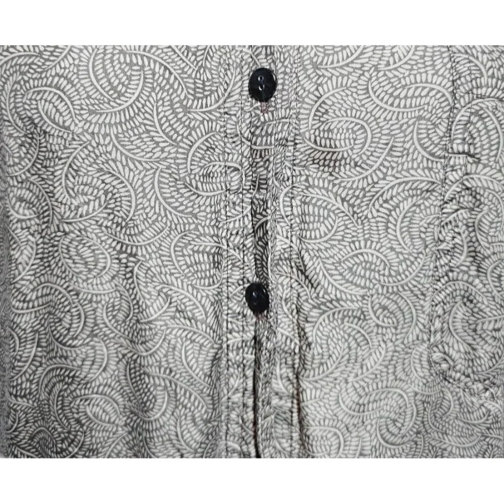 Vintage Whistle gray & white silk button down long sleeve western blouse size S - Picture 6 of 10